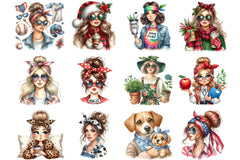 Messy Bun Bandana Mom Life Clipart Bundle - CraftNest - Digital Crafting and Art