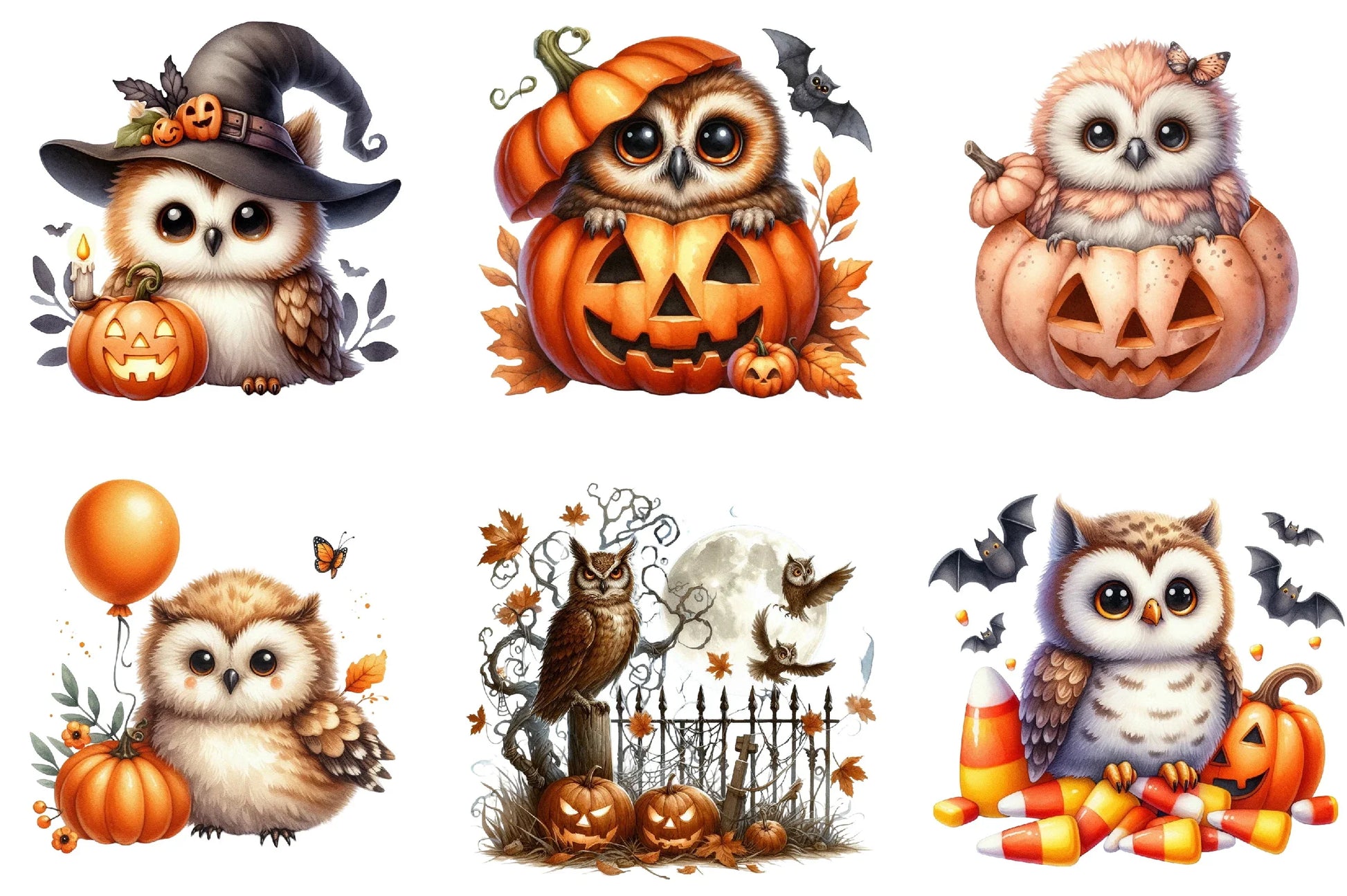 Fall Owl Halloween Clipart Bundle - CraftNest - Digital Crafting and Art