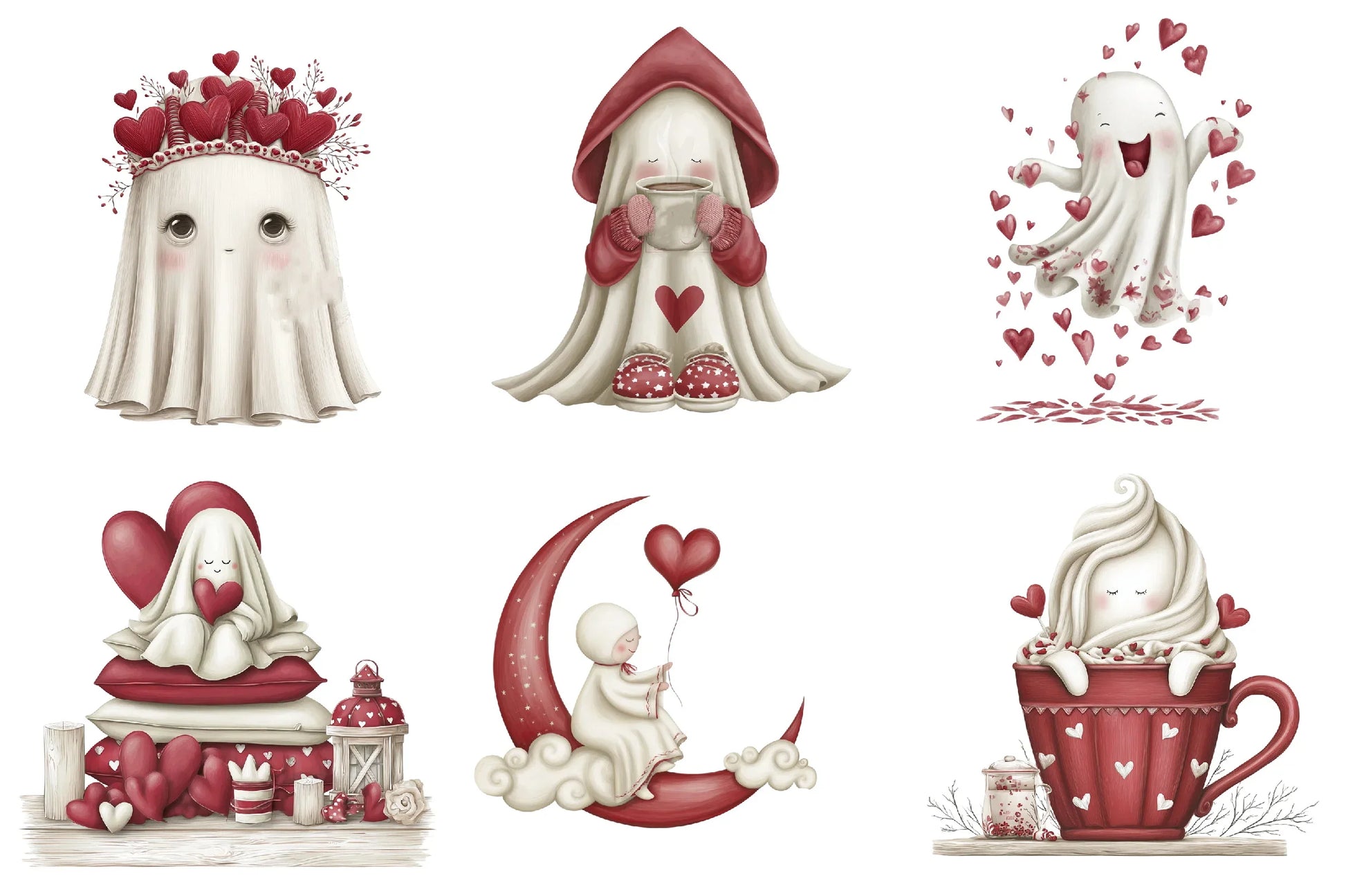 Valentine Ghost Clipart Bundle - CraftNest - Digital Crafting and Art