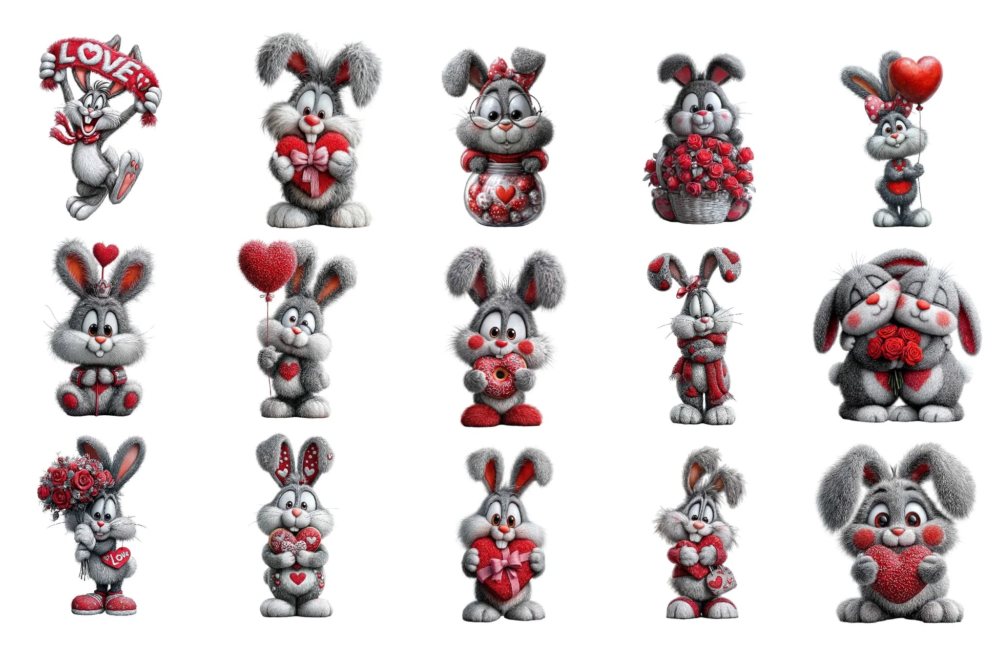 Valentine Rabbit Clipart Bundle - CraftNest - Digital Crafting and Art