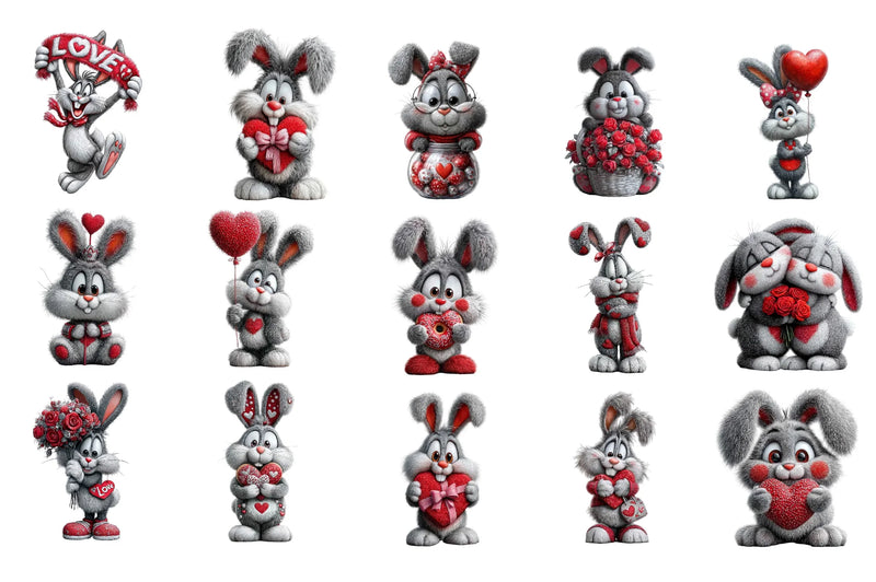 Valentine Rabbit Clipart Bundle - CraftNest - Digital Crafting and Art