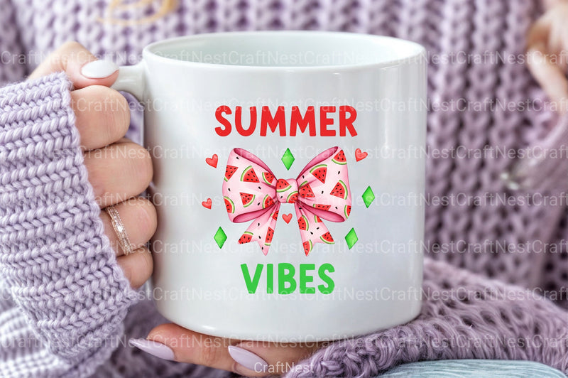 Summer Vibes Watermelon Bow Clipart Bundle - CraftNest - Digital Crafting and Art