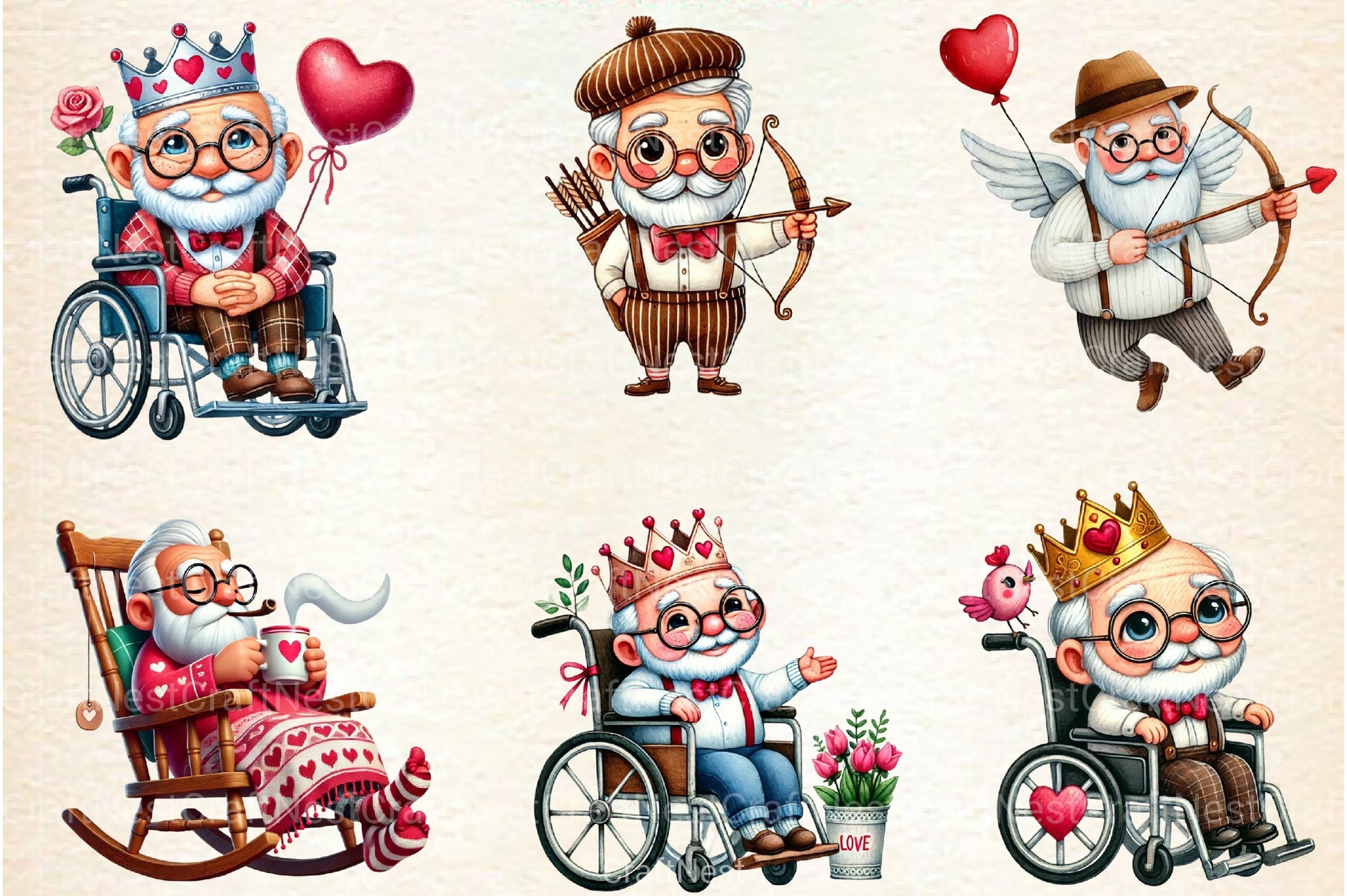 Funny Valentine's Grandpa Clipart Bundle 2 - CraftNest - Digital Crafting and Art