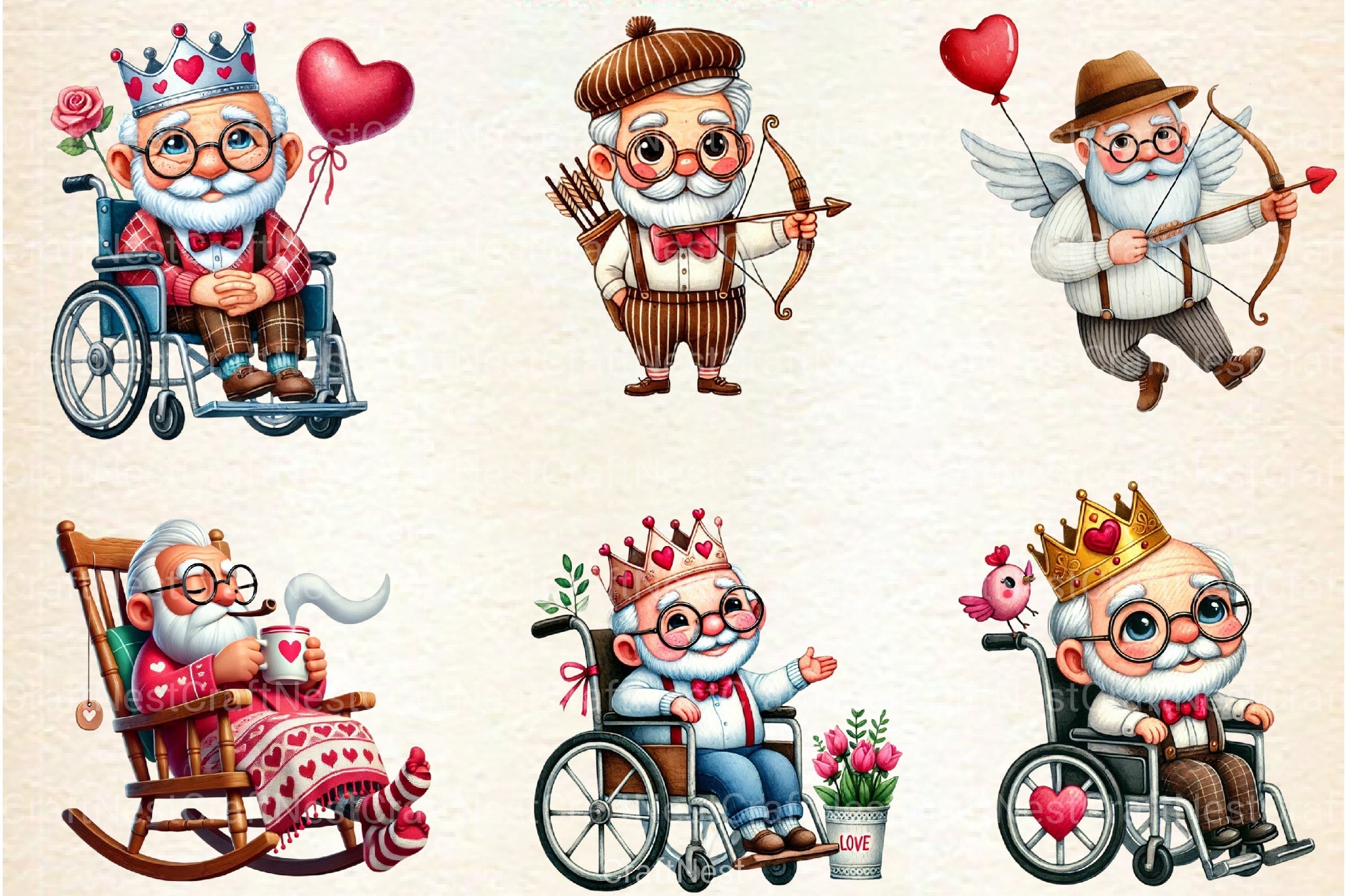 Funny Valentine's Grandpa Clipart Bundle 2 - CraftNest - Digital Crafting and Art