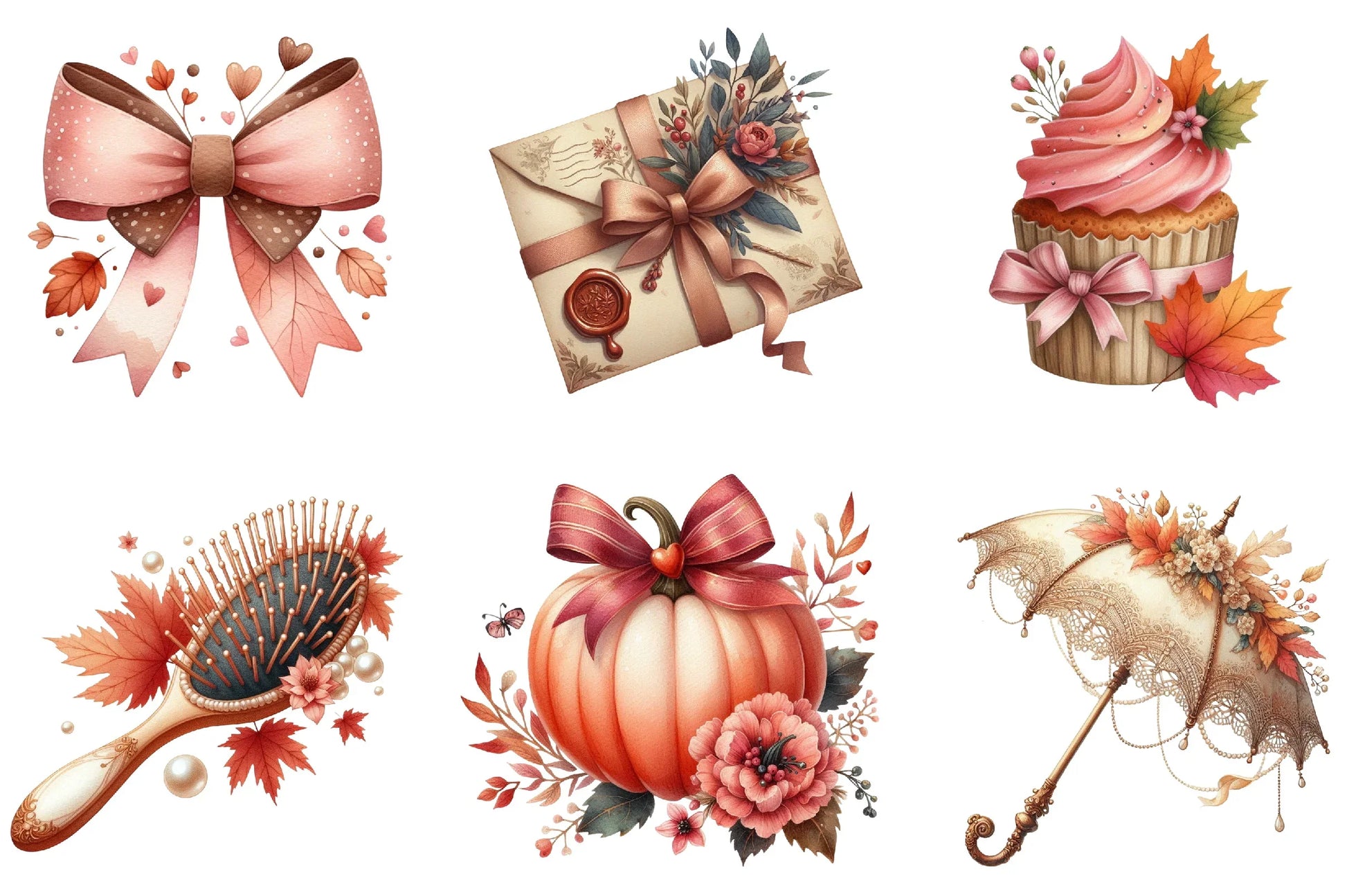 Cute Coquette Autumn Clipart Bundle - CraftNest - Digital Crafting and Art