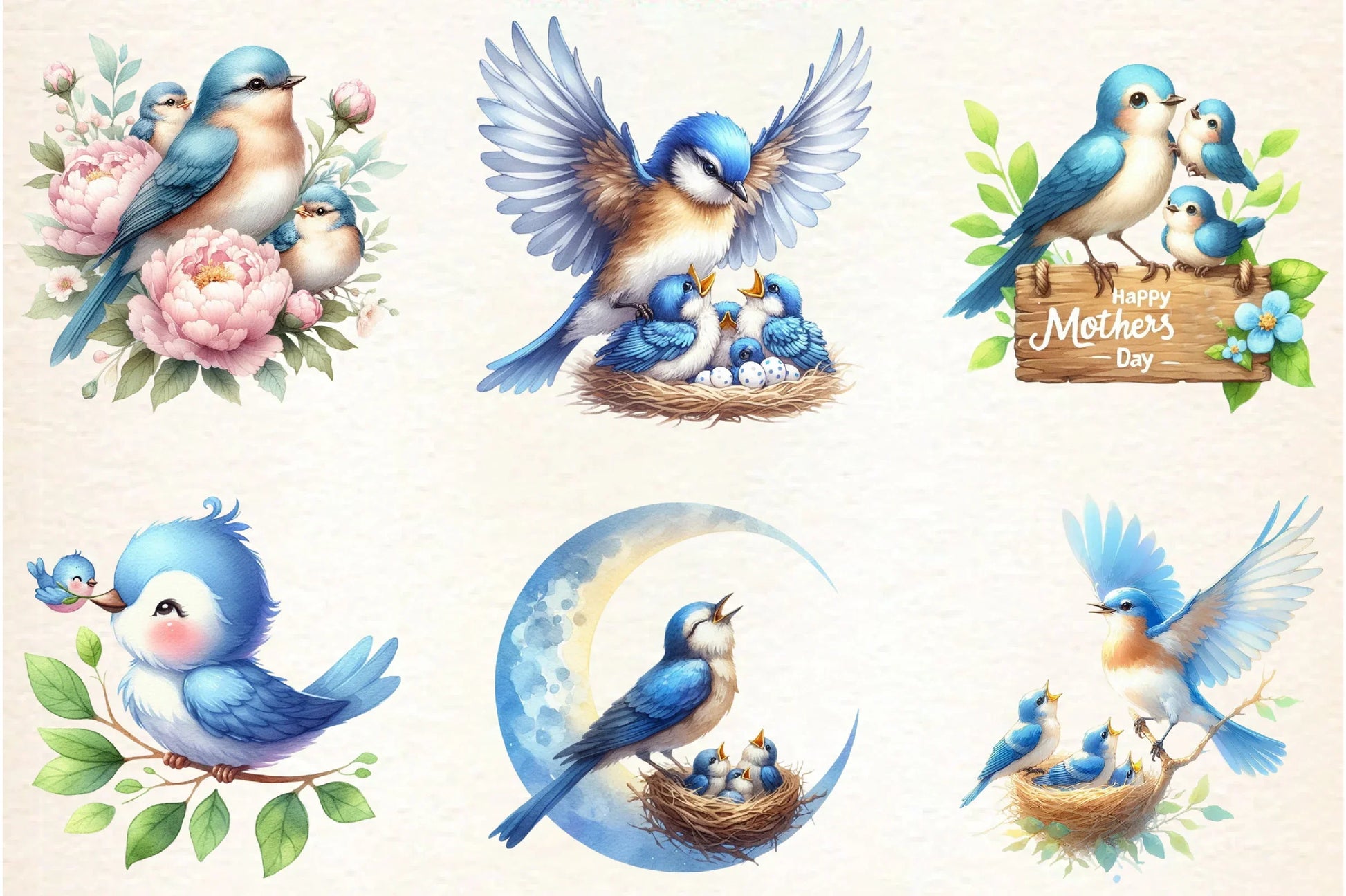 Mother's Day Bluebird Mom Clipart Bundle - CraftNest - Digital Crafting and Art