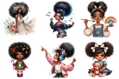 Black Girl Afro Kids Clipart Bundle - CraftNest - Digital Crafting and Art