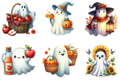 Cute Fall Halloween Ghost Clipart Bundle - CraftNest - Digital Crafting and Art