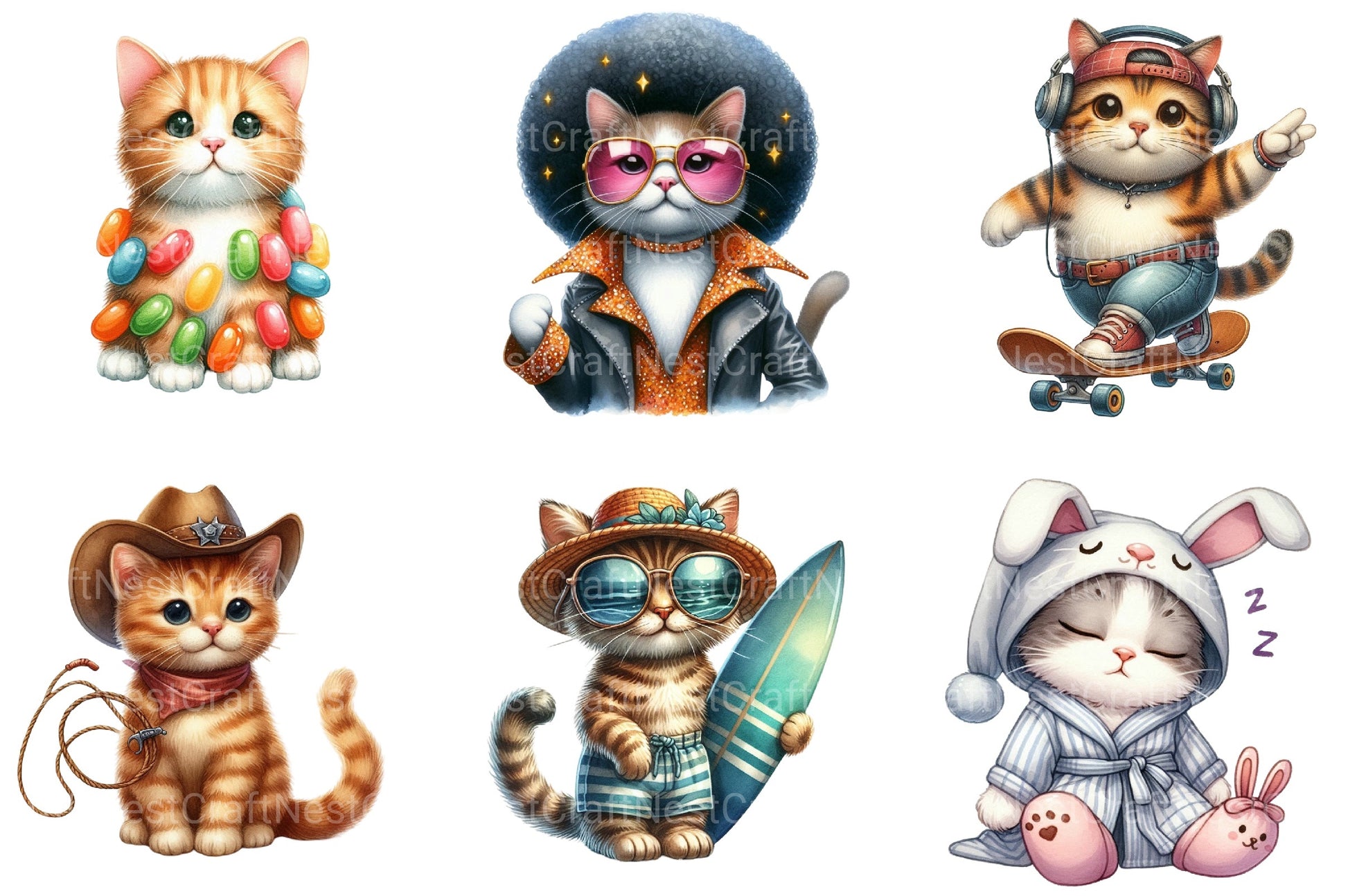 Quirky Cats Clipart Bundle - CraftNest - Digital Crafting and Art