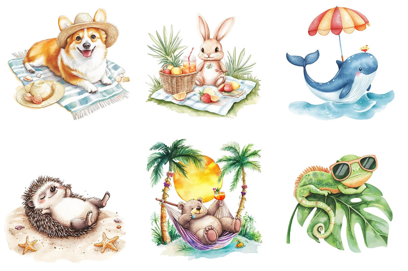 Summer Beach Animals Clipart Bundle - CraftNest - Digital Crafting and Art