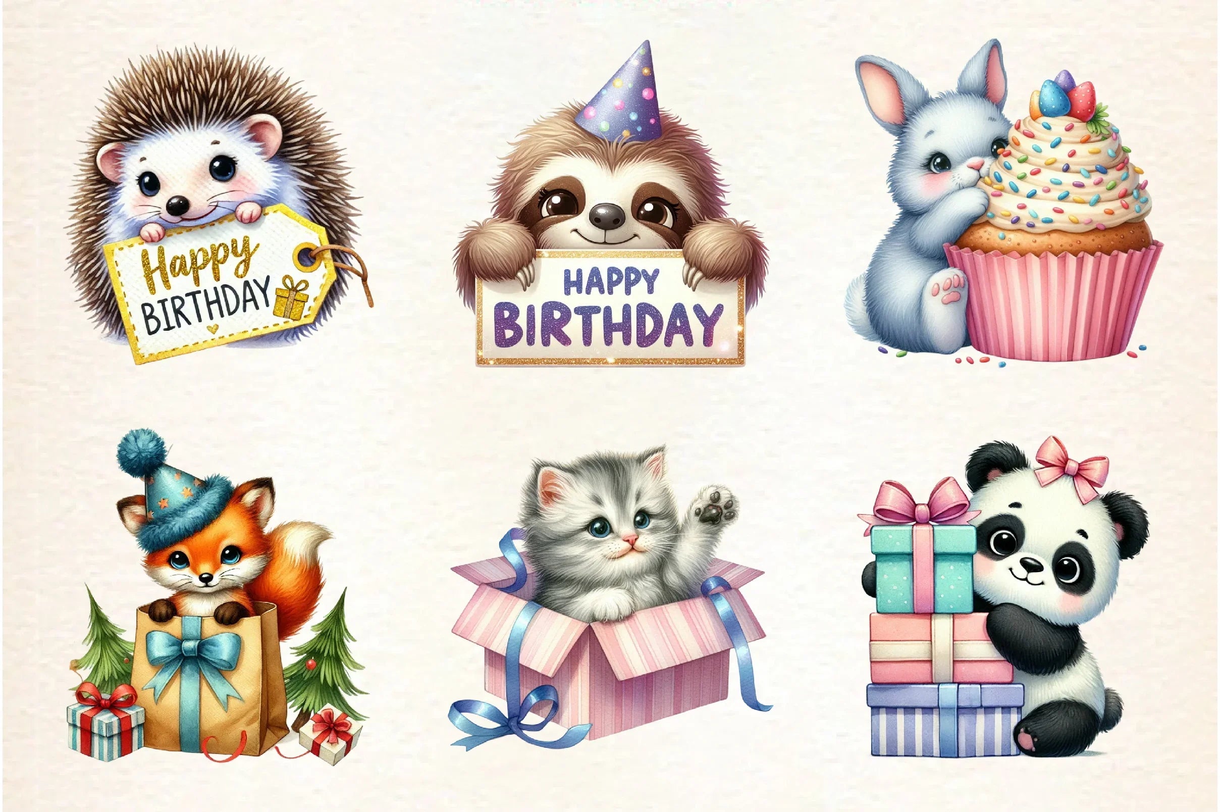 Peeking Birthday Animal Clipart Bundle - CraftNest - Digital Crafting and Art
