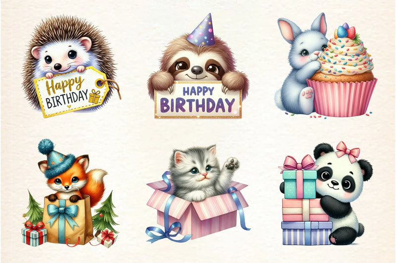Peeking Birthday Animal Clipart Bundle - CraftNest - Digital Crafting and Art