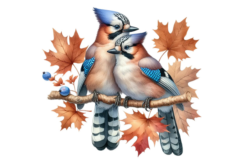 Cute Autumn Jay Birds Clipart Bundle - CraftNest - Digital Crafting and Art