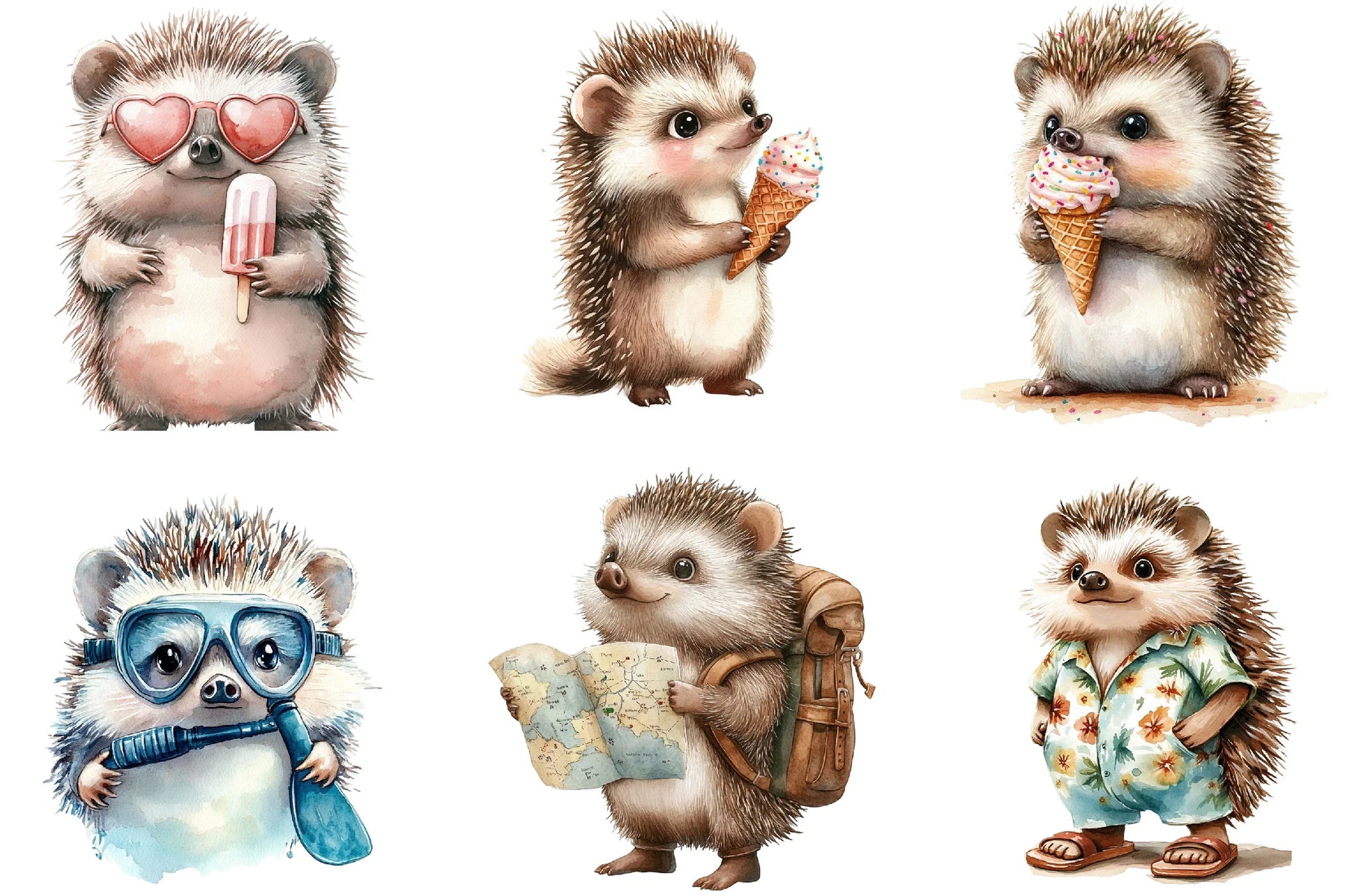 Summer Hedgehog Clipart Bundle - CraftNest - Digital Crafting and Art