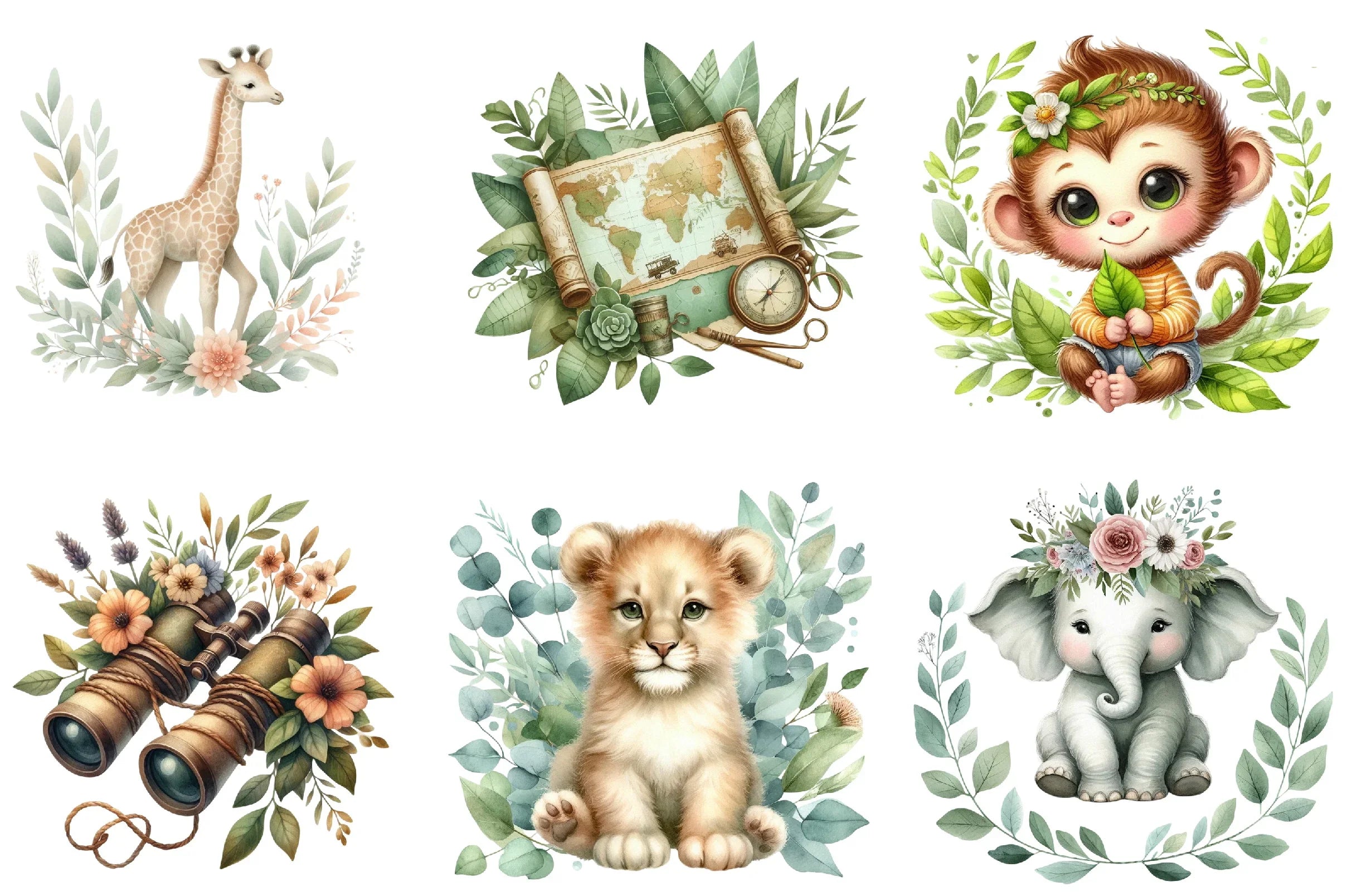 Spring Safari Clipart Bundle - CraftNest - Digital Crafting and Art