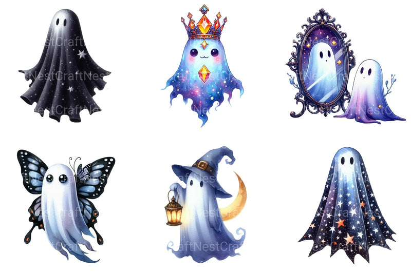 Enchanted Ghost Halloween Clipart Bundle 2 - CraftNest - Digital Crafting and Art