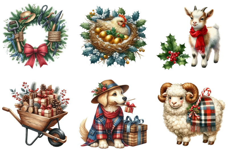 Cozy Farm Christmas Clipart Bundle - CraftNest - Digital Crafting and Art