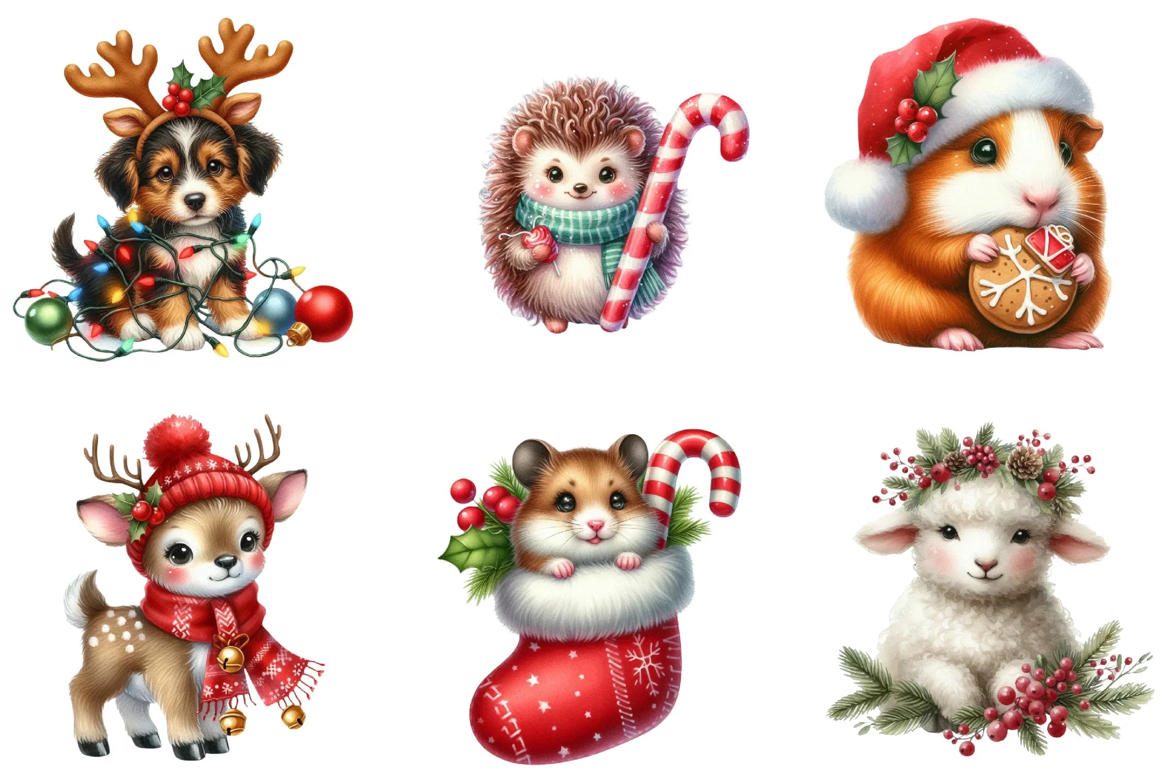 Christmas Cute Animal Clipart Bundle - CraftNest - Digital Crafting and Art