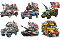 Memorial Day Car Parade Clipart Bundle - CraftNest - Digital Crafting and Art