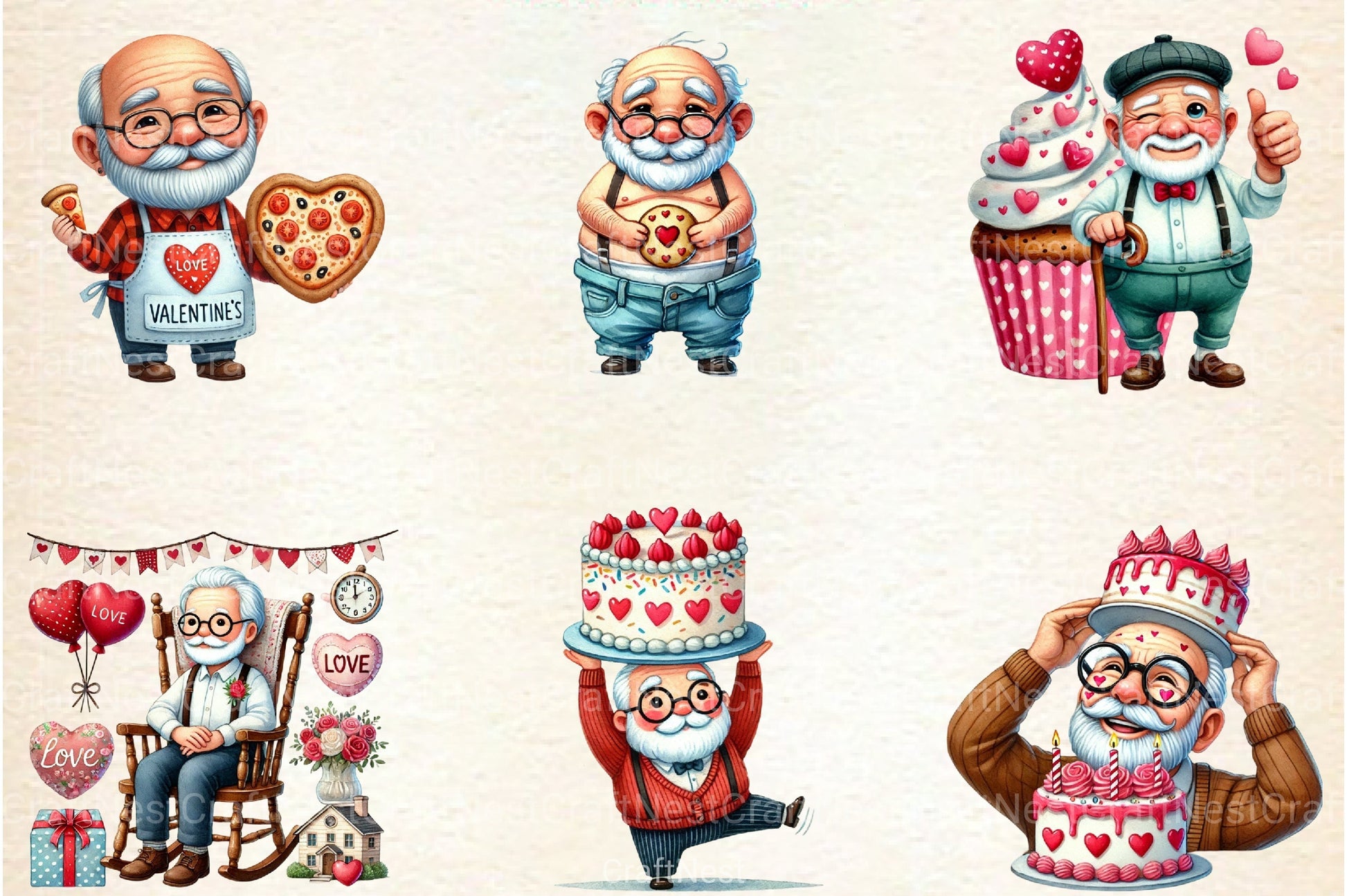 Funny Valentine's Grandpa Clipart Bundle 1 - CraftNest - Digital Crafting and Art