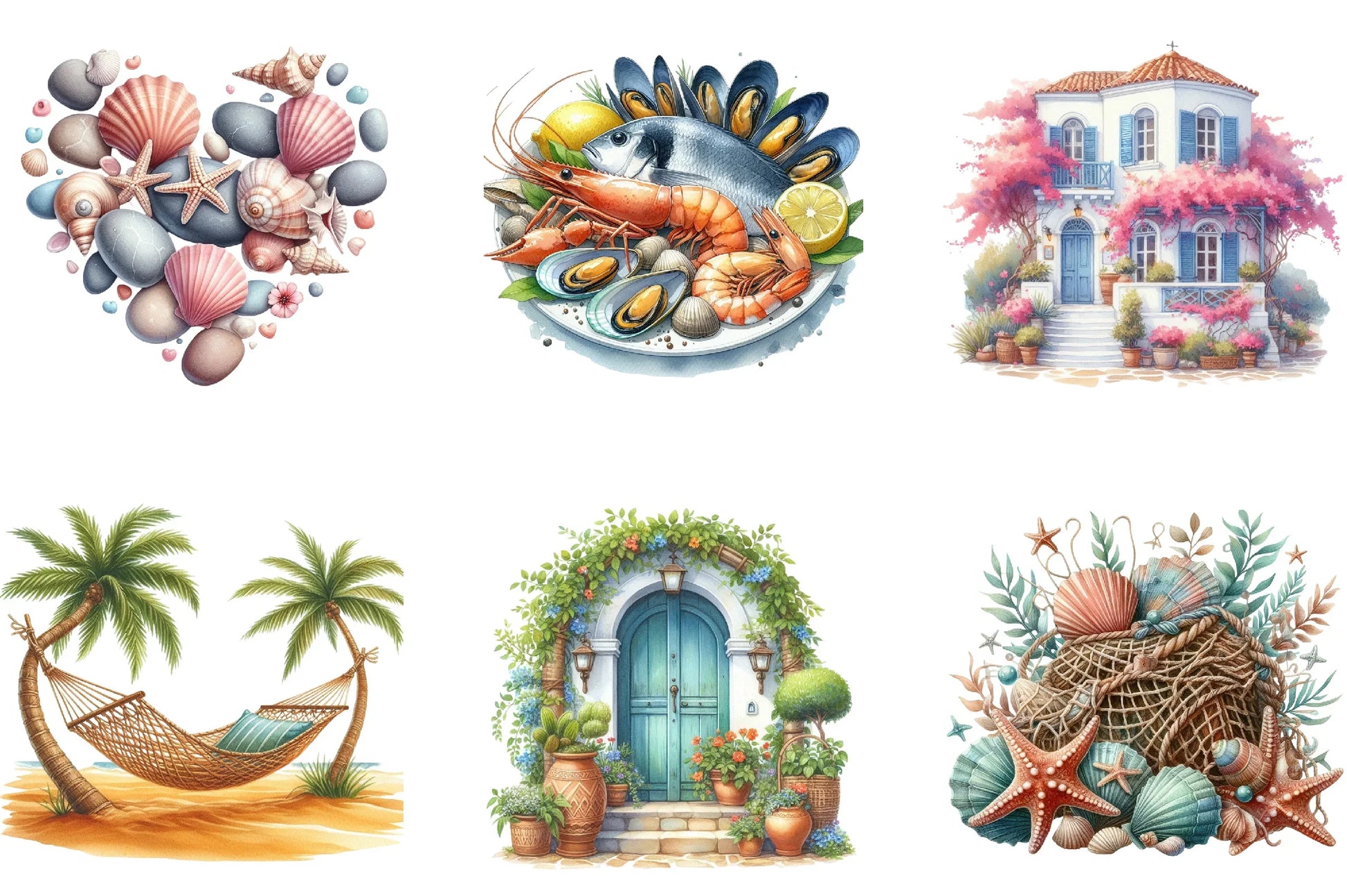 Mediterranean Beach Clipart Bundle - CraftNest - Digital Crafting and Art