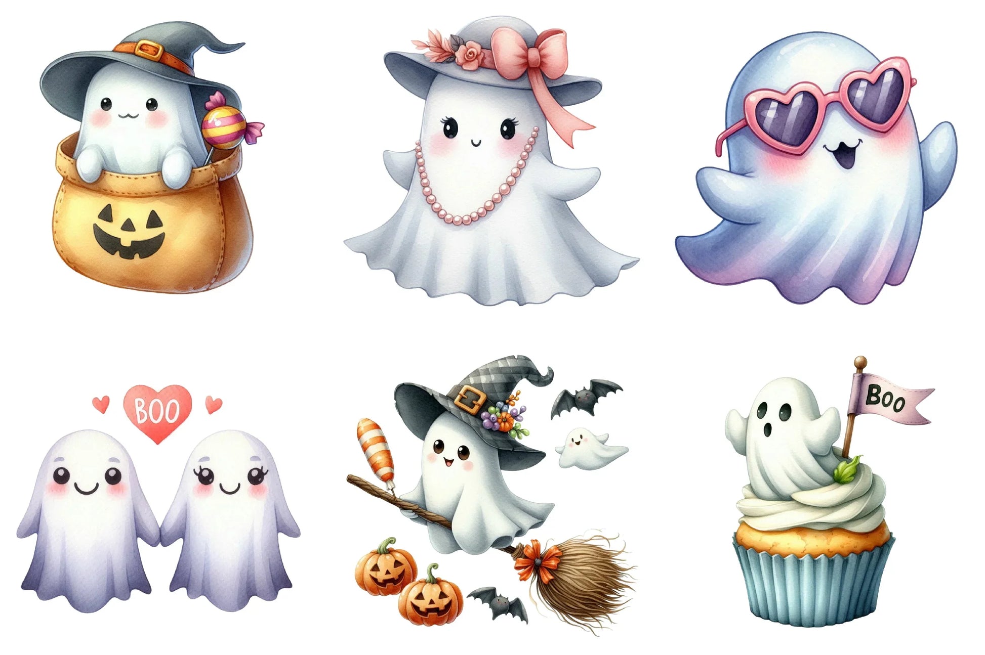 Halloween Cute Ghost Clipart Bundle - CraftNest - Digital Crafting and Art