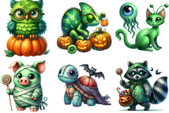 Halloween Green Monster Clipart Bundle - CraftNest - Digital Crafting and Art