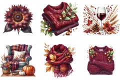 Burgundy Autumn Clipart Bundle 6 - CraftNest - Digital Crafting and Art