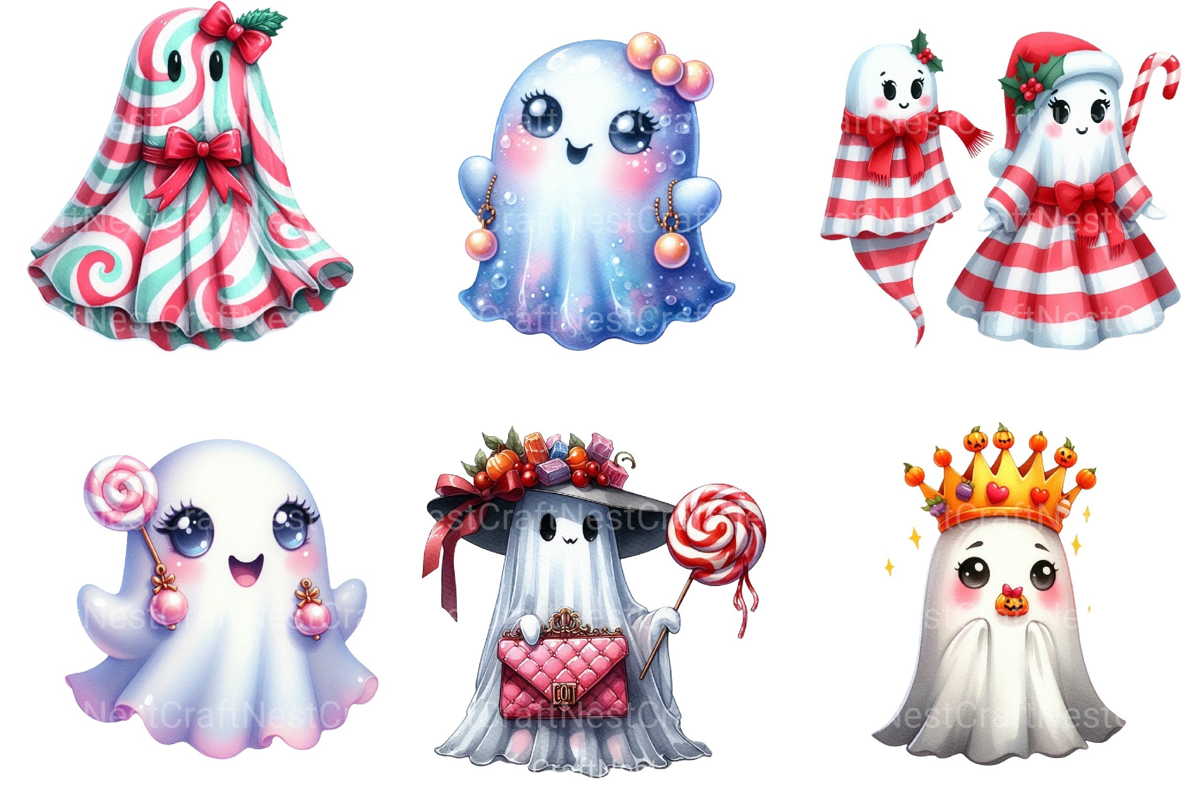 Candy Couture Ghost Halloween Clipart Bundle - CraftNest - Digital Crafting and Art