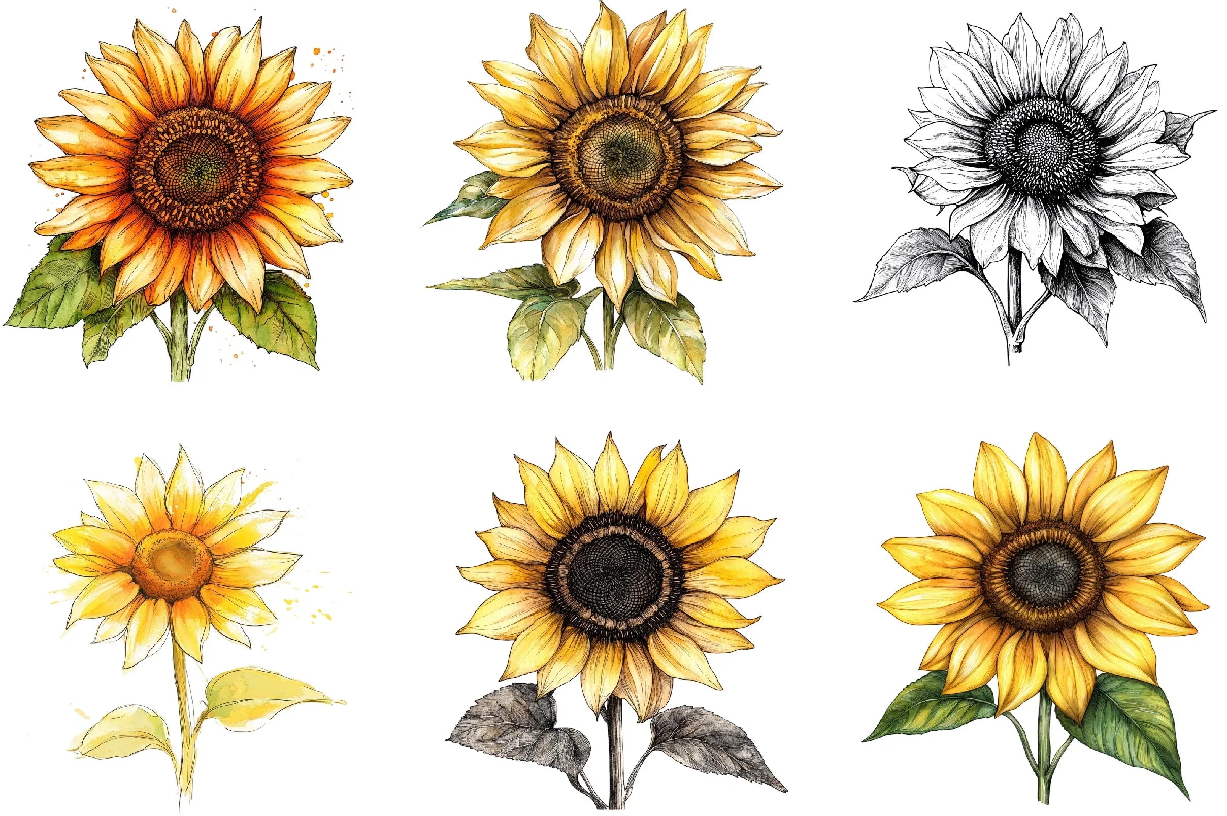 Sunflower Bloom Clipart Bundle - CraftNest - Digital Crafting and Art