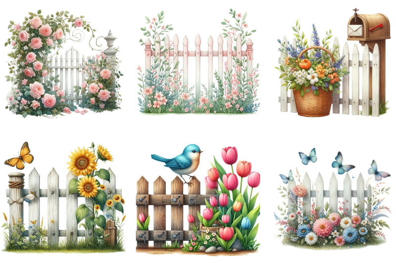 Spring Fences Clipart Bundle - CraftNest - Digital Crafting and Art