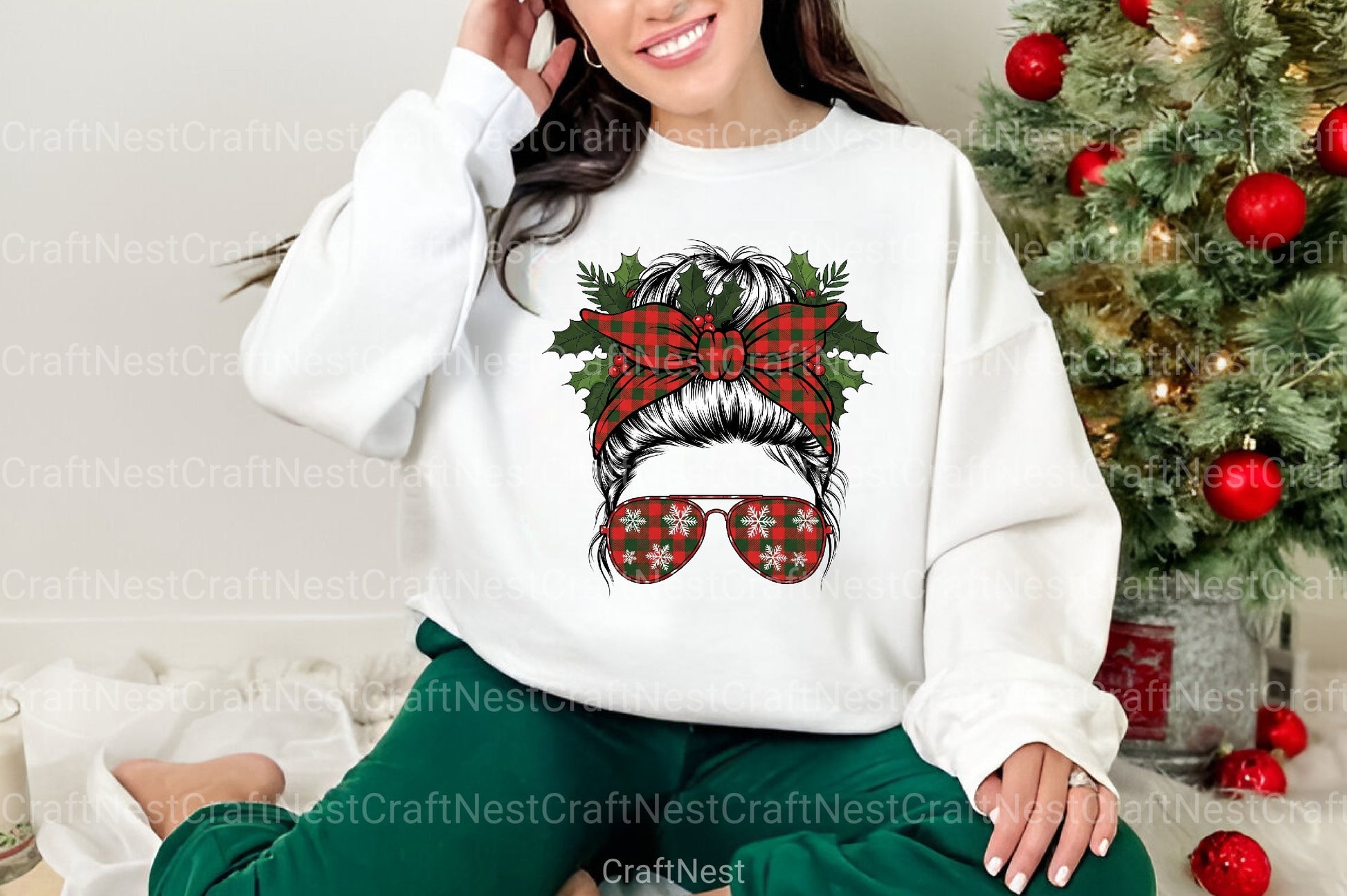 Christmas Messy Bun Design Clipart Bundle - CraftNest - Digital Crafting and Art