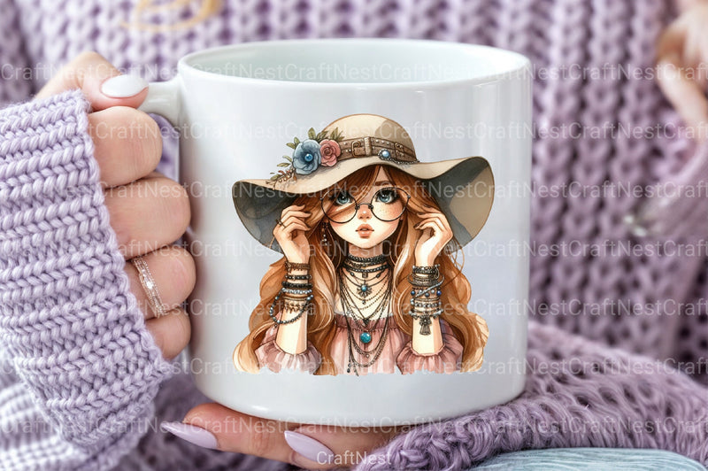 Tribal Boho Girl Clipart Bundle 8 - CraftNest - Digital Crafting and Art