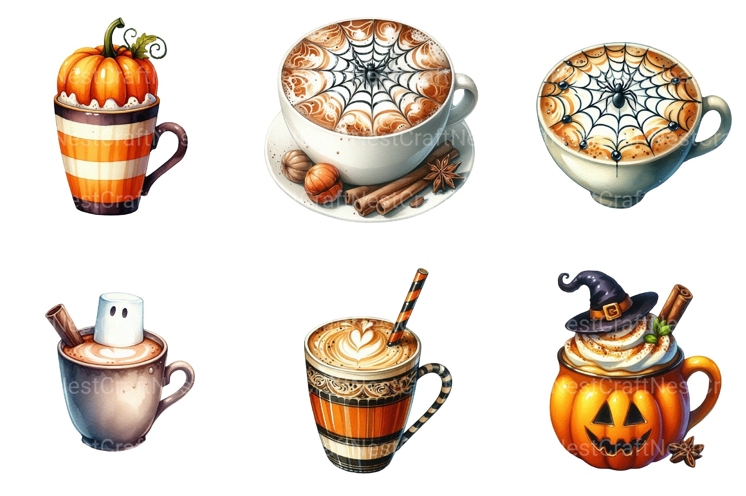 Halloween Coffee Latte Clipart Bundle - CraftNest - Digital Crafting and Art