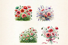 Spring Meadow Poppies Clipart Bundle - CraftNest - Digital Crafting and Art