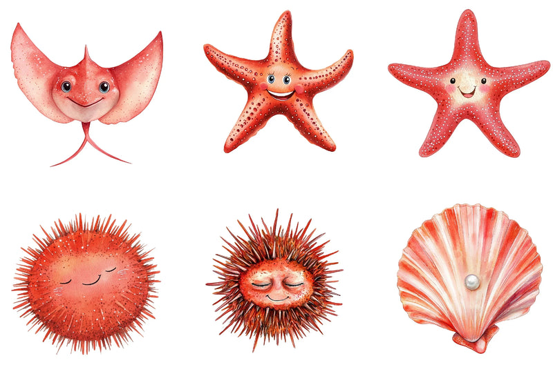 Red Ocean Animals Clipart Bundle - CraftNest - Digital Crafting and Art