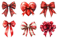 Red Coquette Christmas Bow Clipart Bundle - CraftNest - Digital Crafting and Art