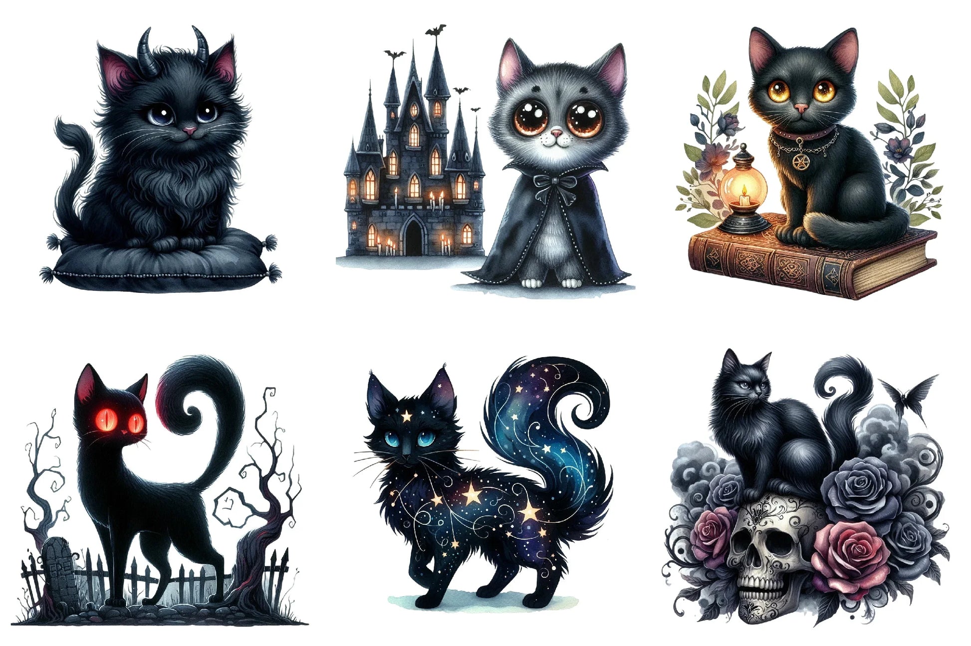 Black Cat Gothic Clipart Bundle - CraftNest - Digital Crafting and Art