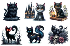 Black Cat Gothic Clipart Bundle - CraftNest - Digital Crafting and Art