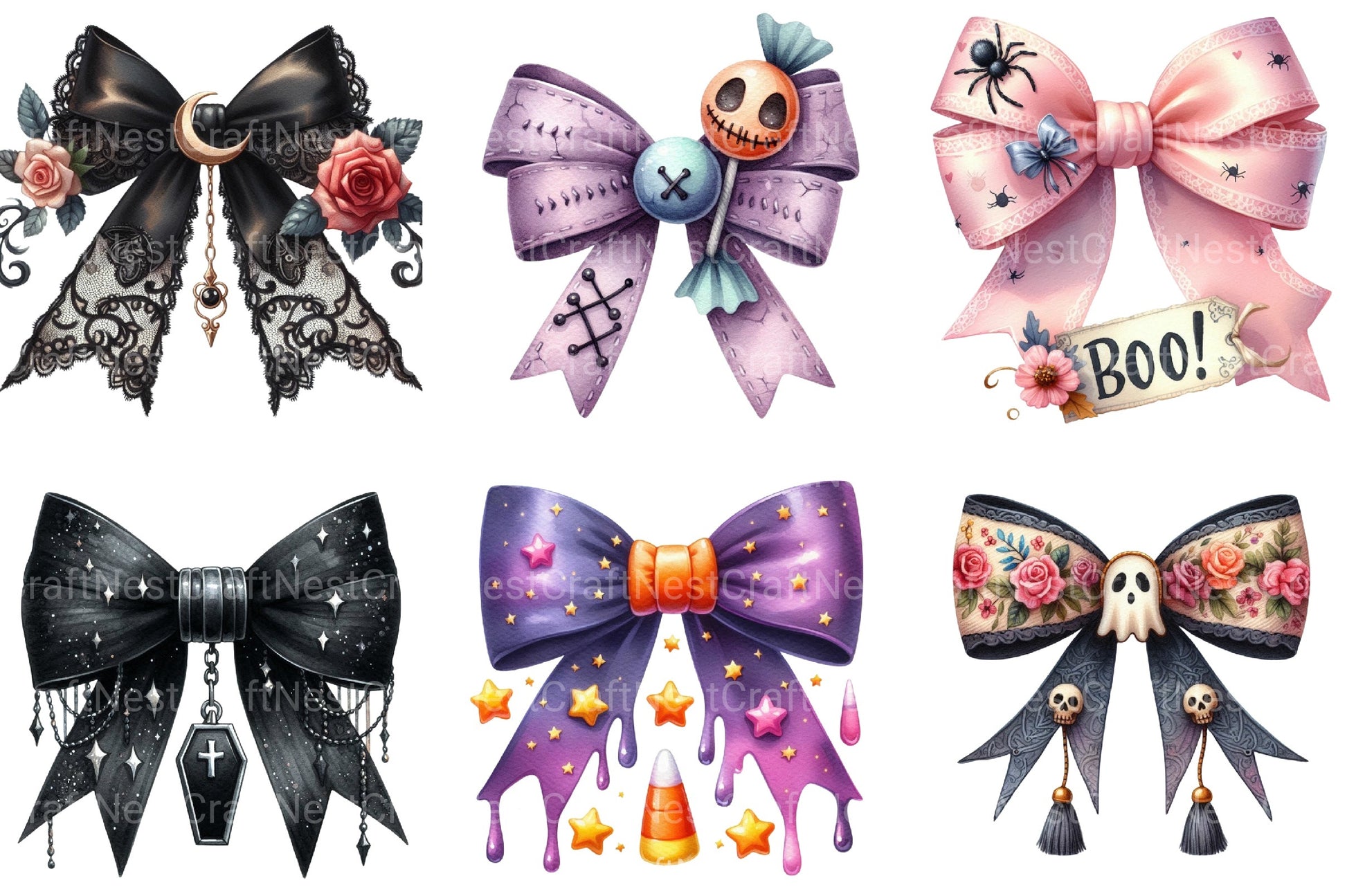 Halloween Coquette Bow Clipart Bundle 8 - CraftNest - Digital Crafting and Art