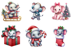 Christmas Elephant Clipart Bundle - CraftNest - Digital Crafting and Art
