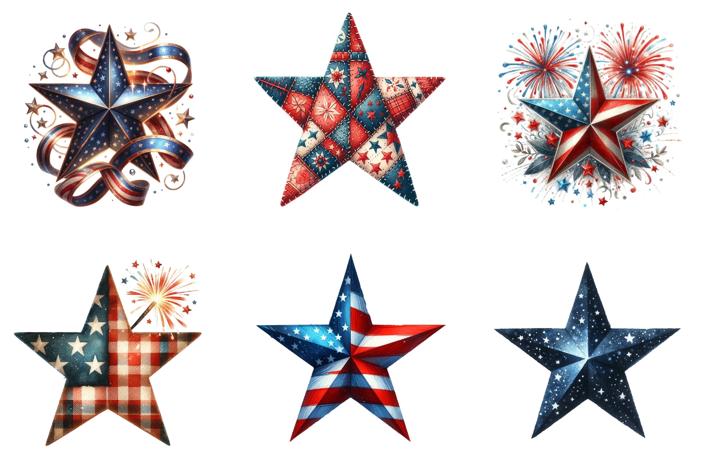 4th of July Star Clipart Bundle - CraftNest - Digital Crafting and Art
