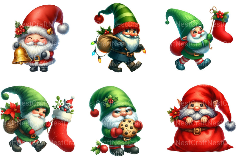 Free Green Christmas Gnome Clipart Bundle - CraftNest - Digital Crafting and Art