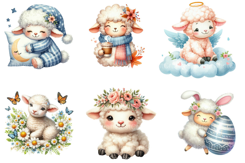 Cute Sheep Clipart Bundle - CraftNest - Digital Crafting and Art