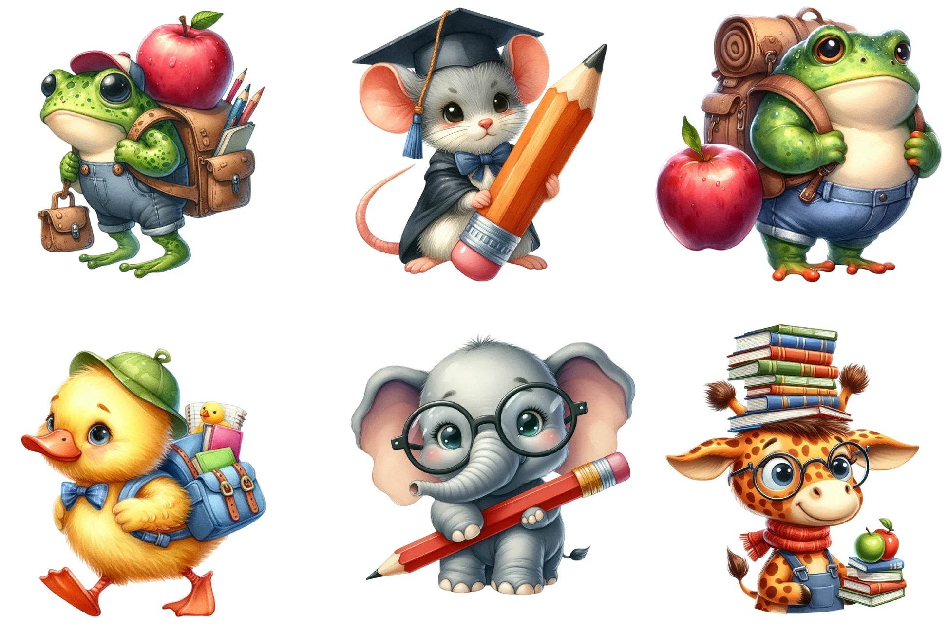 Funny Animal Back to School Clipart Bundle - CraftNest - Digital Crafting and Art