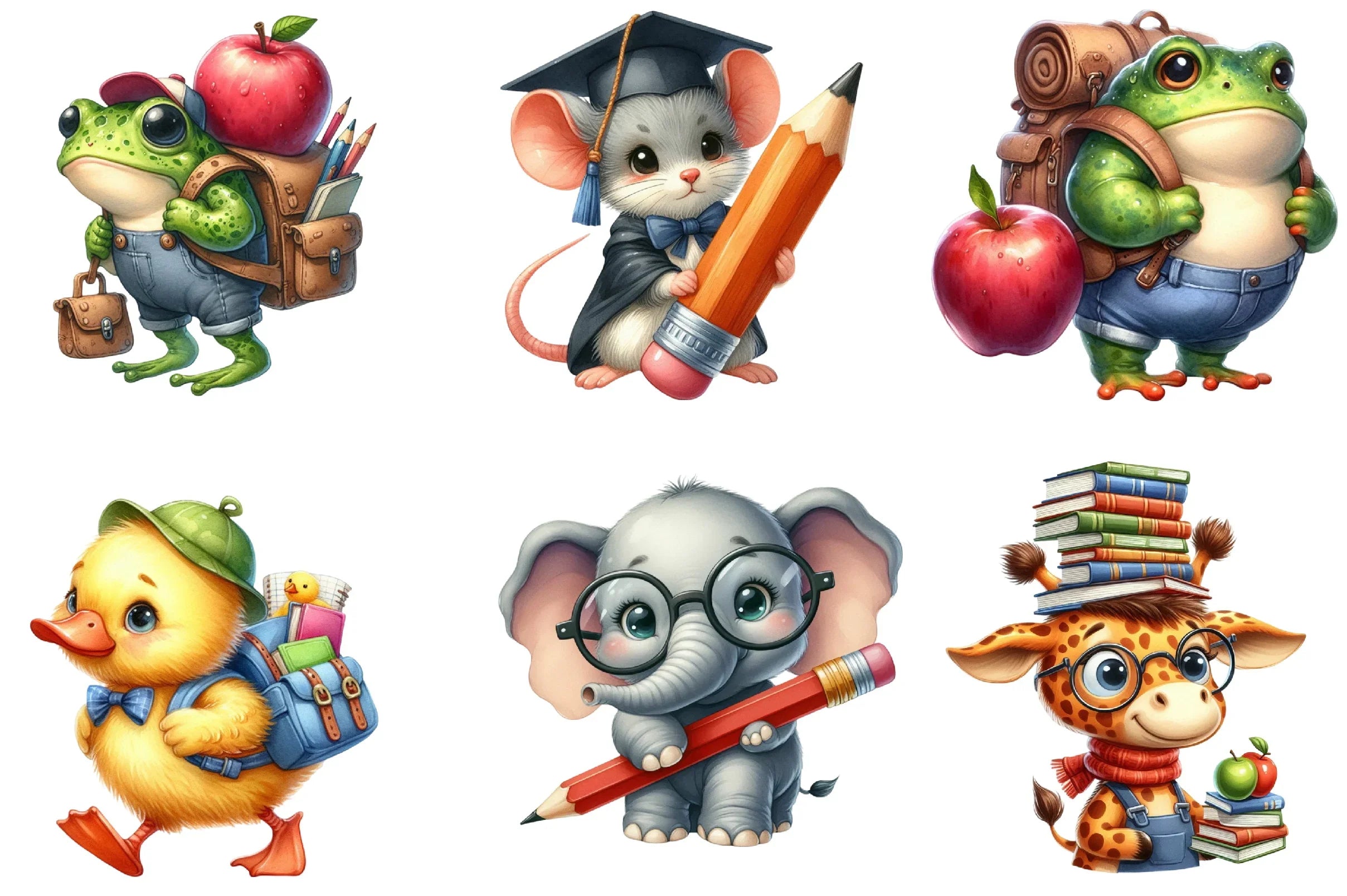 Funny Animal Back to School Clipart Bundle - CraftNest - Digital Crafting and Art
