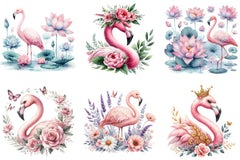 Floral Flamingo Clipart Bundle - CraftNest - Digital Crafting and Art