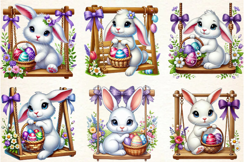 Easter Bunny Swing Clipart Bundle - CraftNest - Digital Crafting and Art