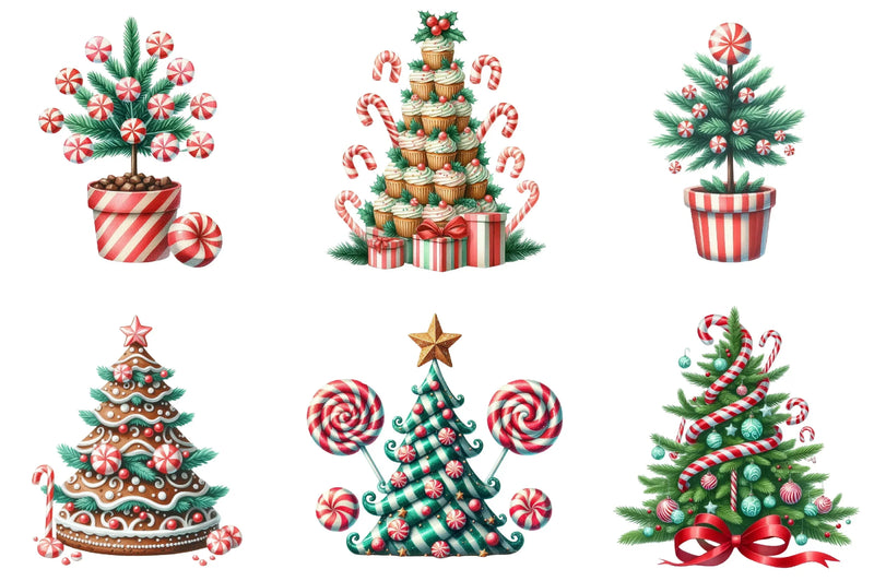 Peppermint Christmas Trees Clipart Bundle - CraftNest - Digital Crafting and Art