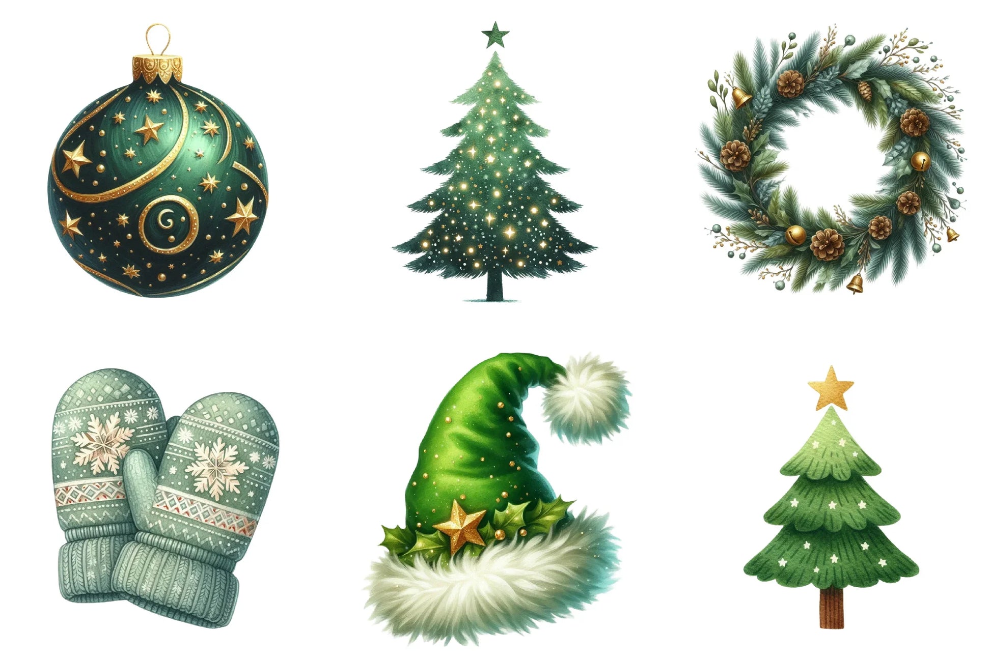 Green Christmas Clipart Bundle - CraftNest - Digital Crafting and Art